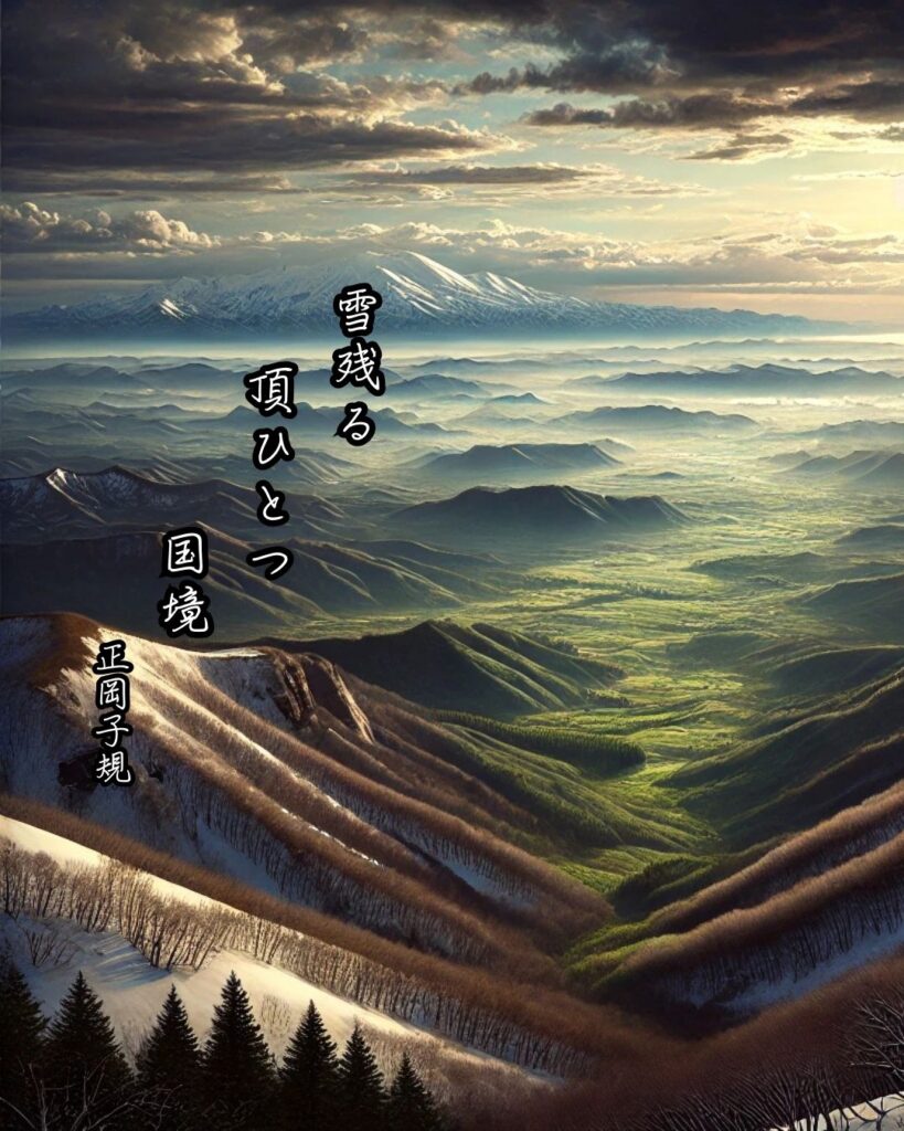 正岡子規の俳句まとめ ― 生涯・作風・名句・俳句一覧 ―「雪残る 頂ひとつ 国境」正岡子規作俳句イメージ画像