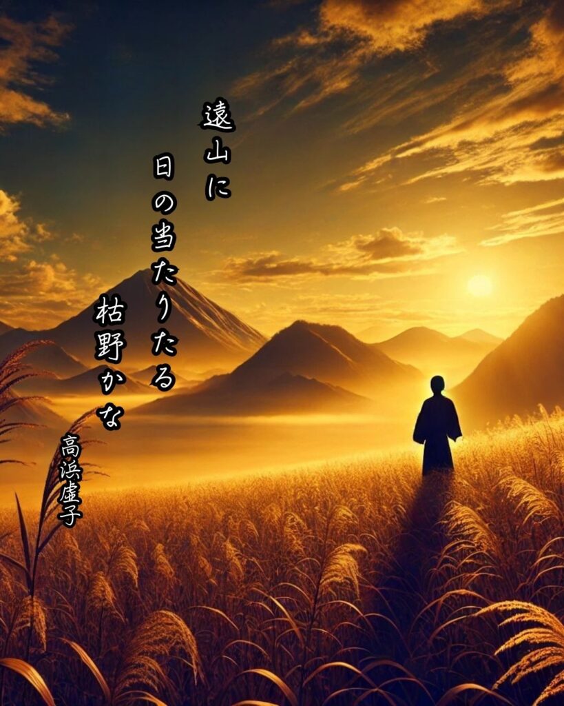 高浜虚子の俳句まとめ ― 生涯・作風・名句・俳句一覧 ―「遠山に　日の当たりたる　枯野かな」高浜虚子作俳句イメージ画像
