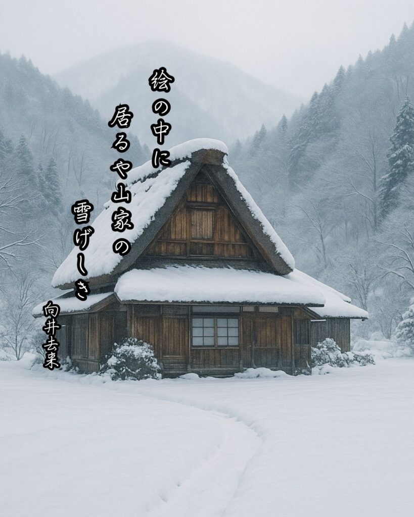 向井去来の俳句まとめ ― 生涯・作風・名句・俳句一覧 ―「絵の中に 居るや山家の 雪げしき」向井去来俳句イメージ画像