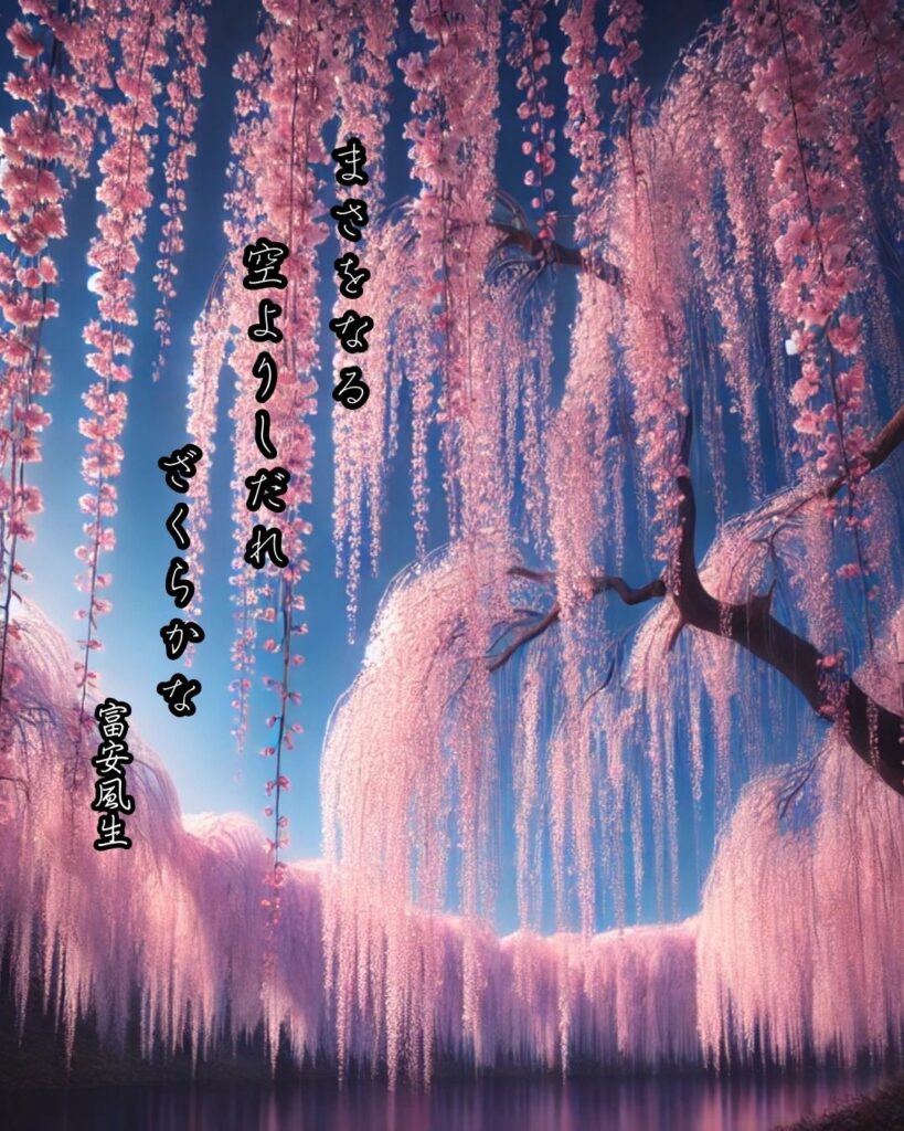 富安風生の俳句まとめ ― 生涯・作風・名句・俳句一覧 ―「まさをなる　空よりしだれ　ざくらかな」富安風生俳句イメージ画像
