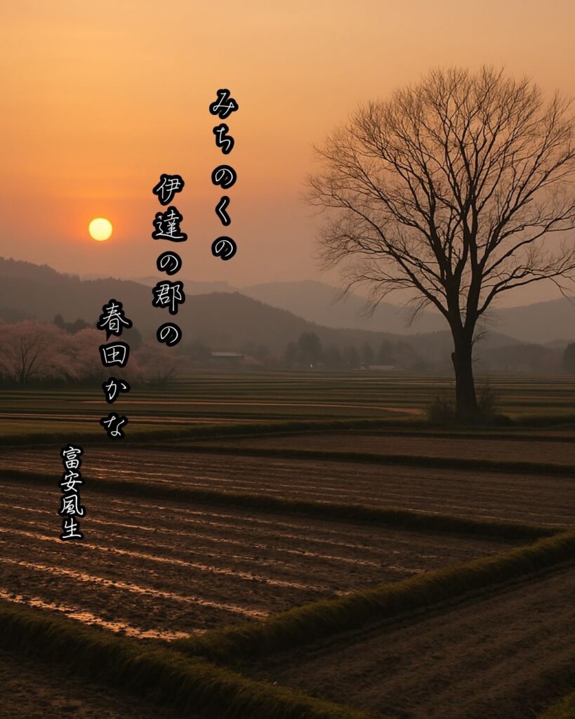 富安風生の俳句まとめ ― 生涯・作風・名句・俳句一覧 ―「みちのくの　伊達の郡の　春田かな」富安風生俳句イメージ画像
