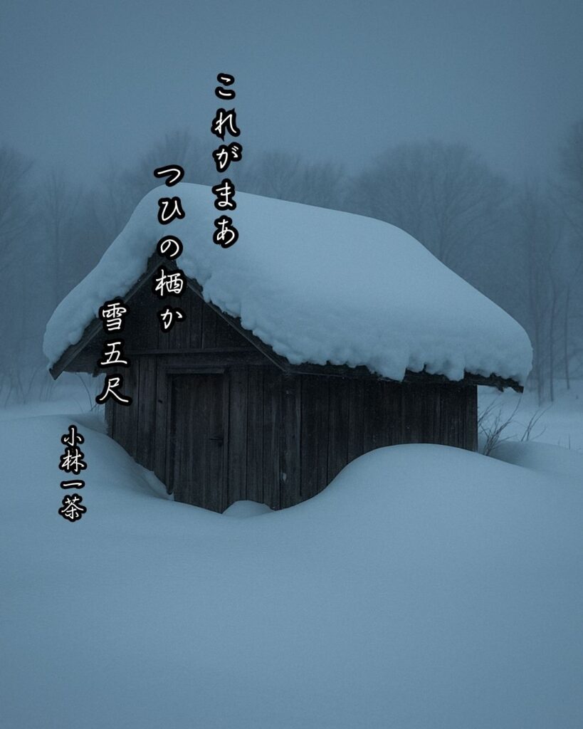小林一茶の俳句まとめ ― 生涯・作風・名句・俳句一覧 ―「これがまあ　つひの栖か　雪五尺」小林一茶作俳句イメージ画像