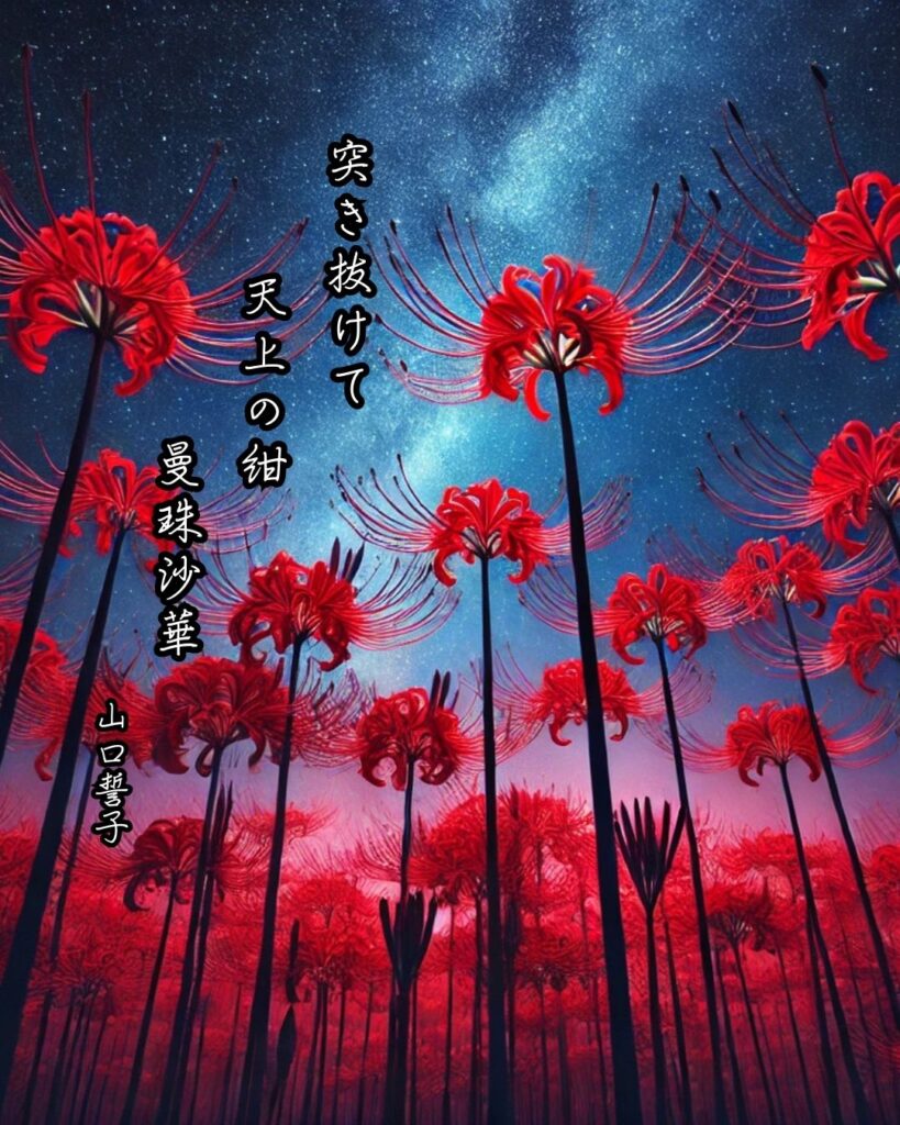 山口誓子の俳句まとめ ― 生涯・作風・名句・俳句一覧 ―「突き抜けて 天上の紺 曼珠沙華」山口誓子俳句イメージ画像