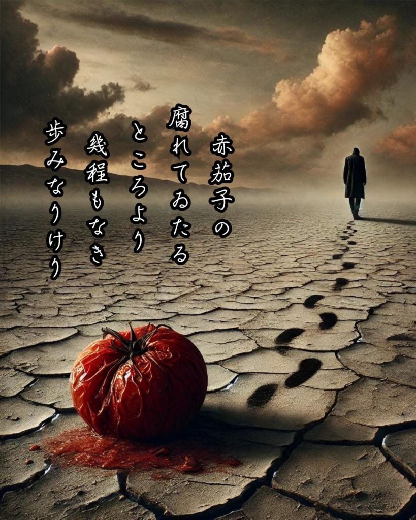 斎藤茂吉の短歌まとめ ― 生涯・作風・名歌・短歌一覧 ―「赤茄子の 腐れてゐたる ところより 幾程もなき歩みなりけり」斎藤茂吉短歌イメージ画像
