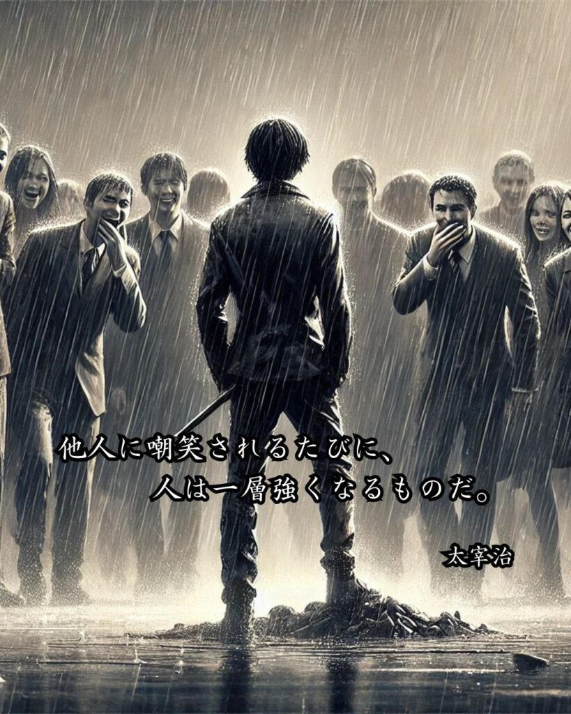 作家の名言まとめ ― 思想・生き方・名言一覧 ―「他人に嘲笑されるたびに、人は一層強くなるものだ。」太宰治名言イメージ画像
