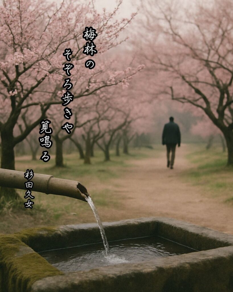 杉田久女の俳句まとめ ― 生涯・作風・名句・俳句一覧 ―「梅林の そぞろ歩きや 筧鳴る」杉田久女俳句イメージ画像