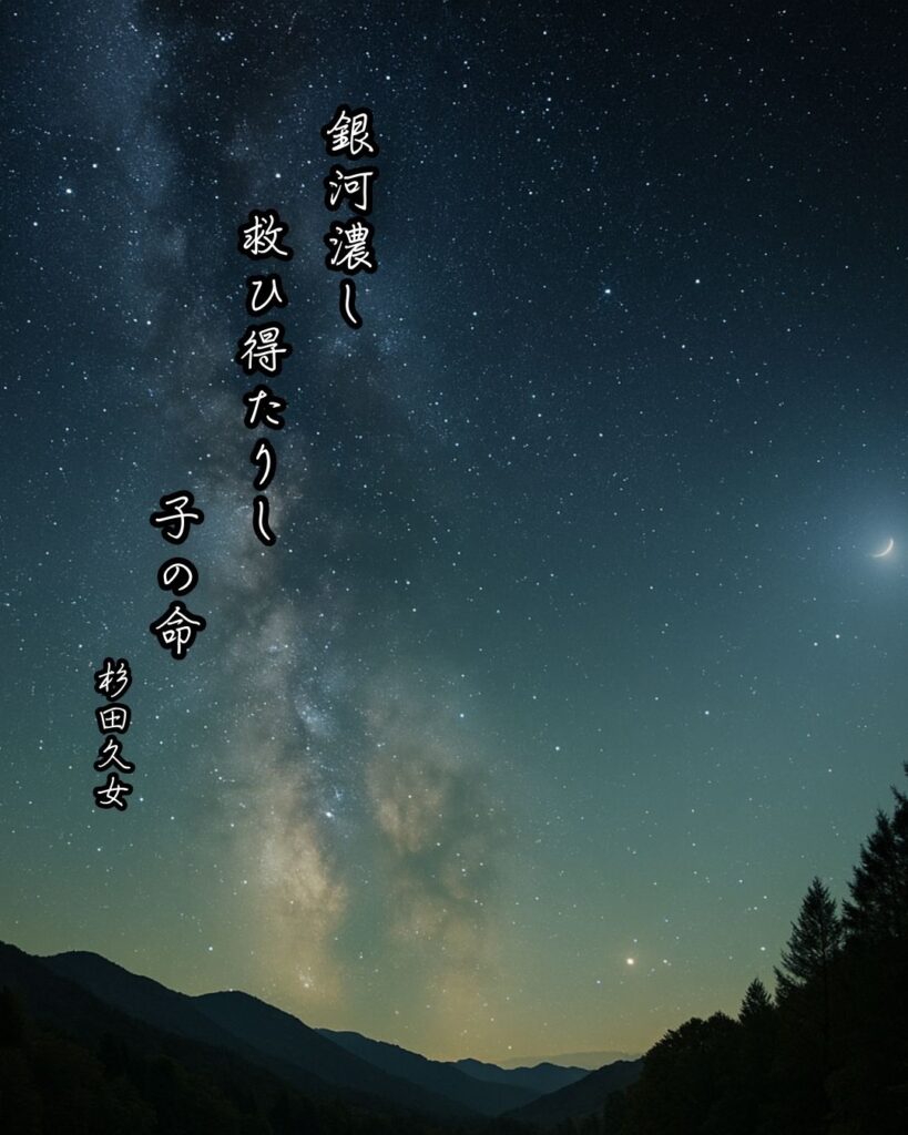 杉田久女の俳句まとめ ― 生涯・作風・名句・俳句一覧 ―「銀河濃し 救ひ得たりし 子の命」杉田久女俳句イメージ画像