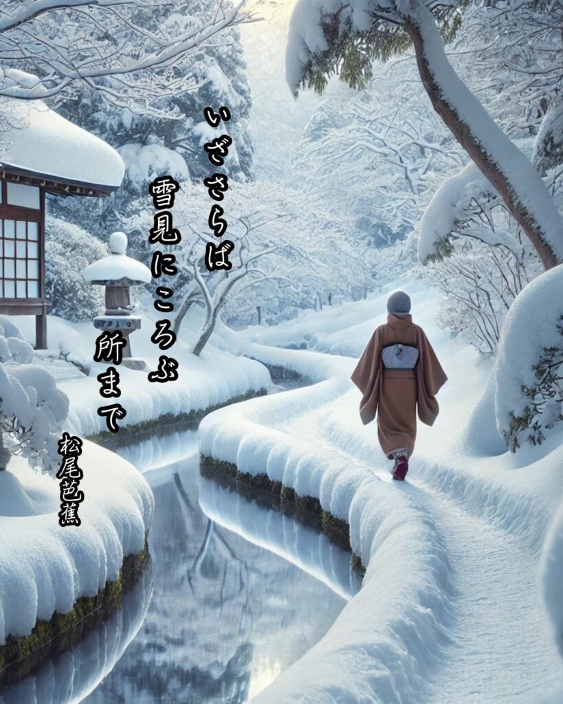 松尾芭蕉の俳句まとめ ― 生涯・作風・名句・俳句一覧 ―「いざさらば 雪見にころぶ 所まで」松尾芭蕉作俳句イメージ画像