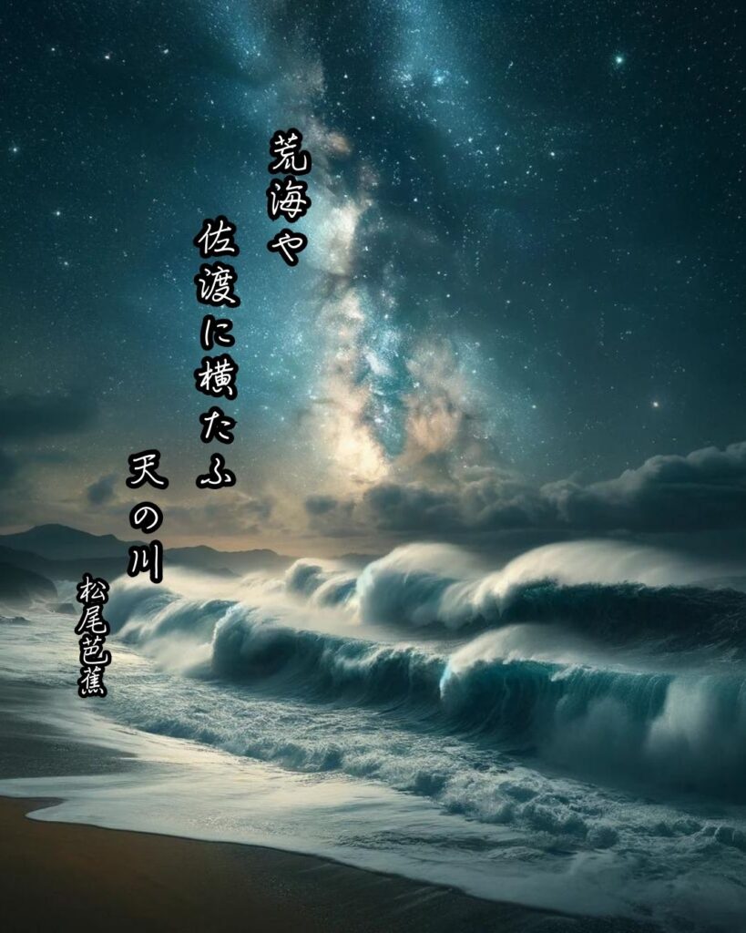 松尾芭蕉の俳句まとめ ― 生涯・作風・名句・俳句一覧 ―「荒海や 佐渡に横たふ 天の川」松尾芭蕉作俳句イメージ画像