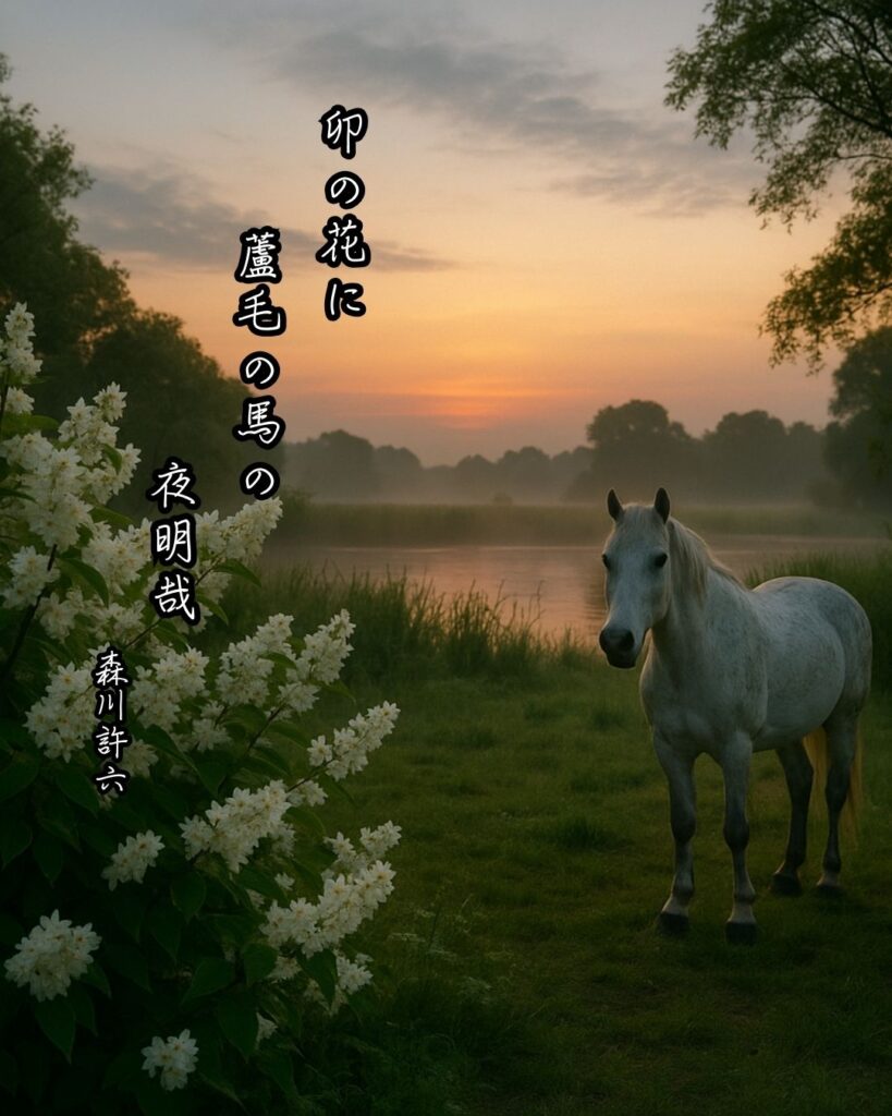 森川許六の俳句まとめ ― 生涯・作風・名句・俳句一覧 ―「卯の花に 蘆毛の馬の 夜明哉」森川許六俳句イメージ画像