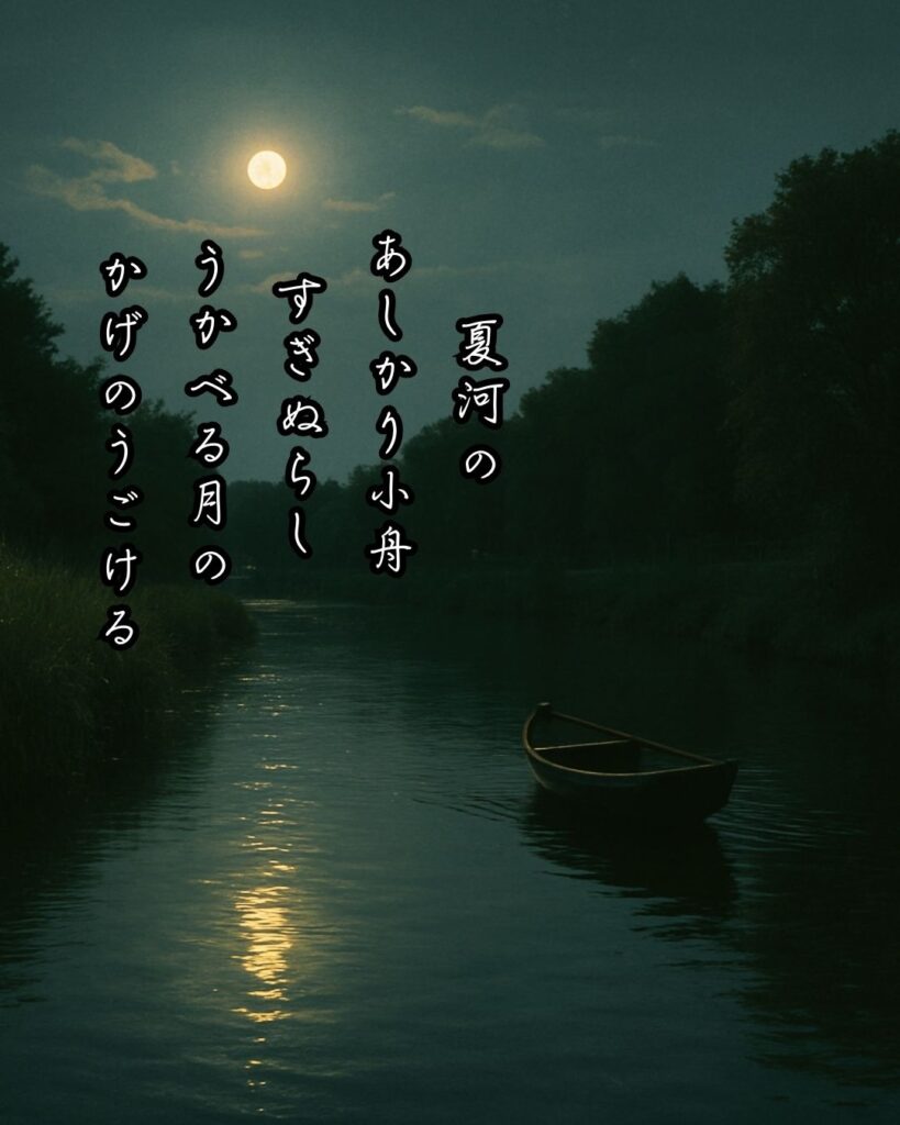 樋口一葉の短歌まとめ ― 生涯・作風・名歌・短歌一覧 ―「夏河の あしかり小舟 すぎぬらし うかべる月の かげのうごける」樋口一葉短歌イメージ画像
