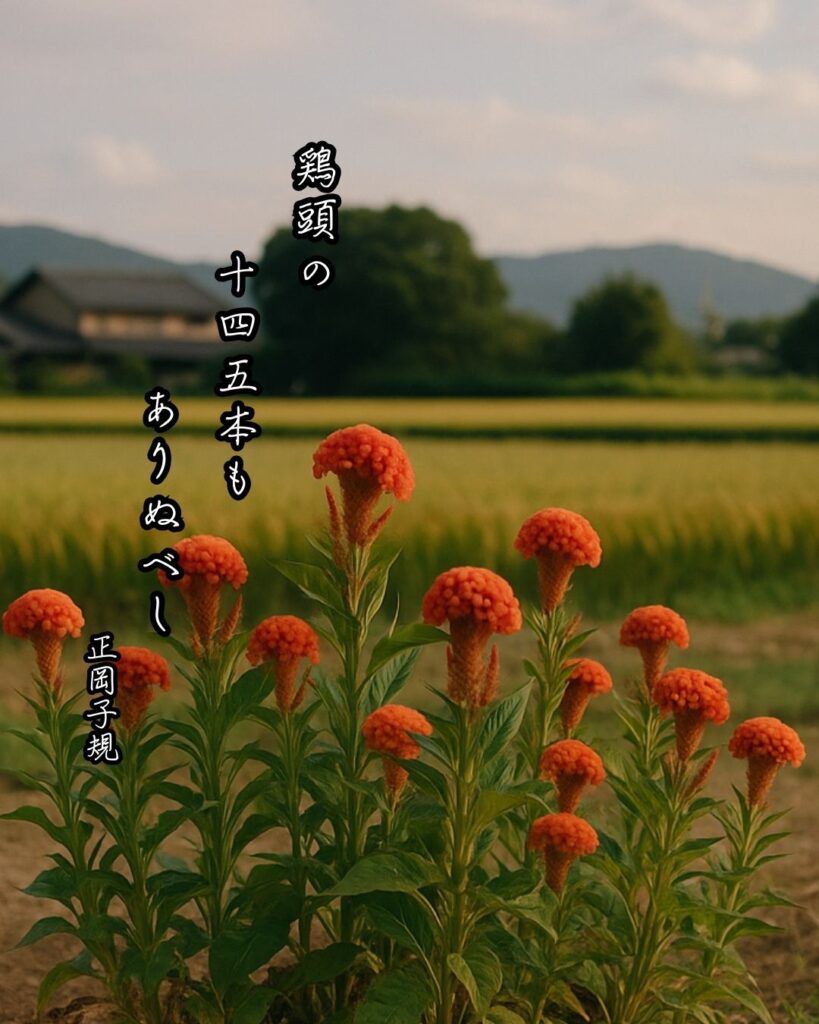 正岡子規の俳句まとめ ― 生涯・作風・名句・俳句一覧 ―「鶏頭の 十四五本も ありぬべし」正岡子規作俳句イメージ画像