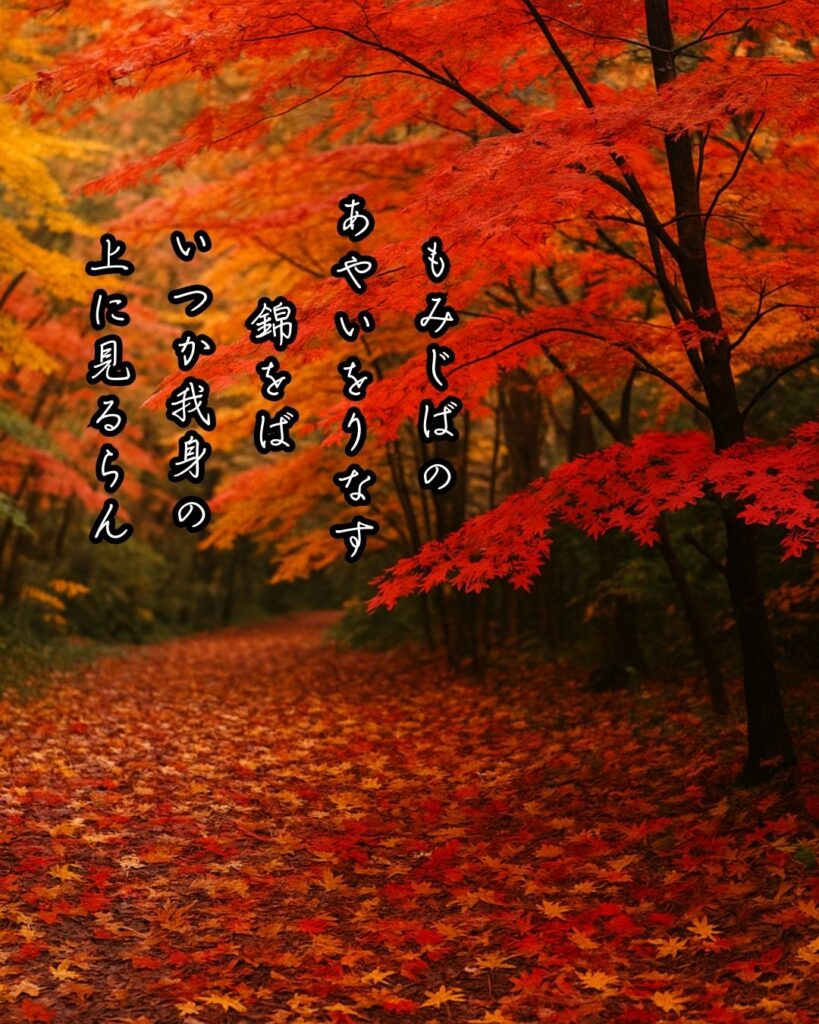 正岡子規の短歌まとめ ― 生涯・作風・名歌・短歌一覧 ―「もみじばの あやいをりなす 錦をば いつか我身の 上に見るらん」正岡子規短歌イメージ画像