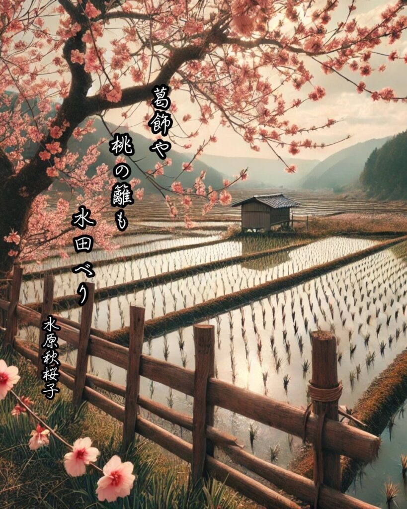 水原秋桜子の俳句まとめ ― 生涯・作風・名句・俳句一覧 ―「葛飾や 桃の籬も 水田べり」水原秋桜子俳句イメージ画像