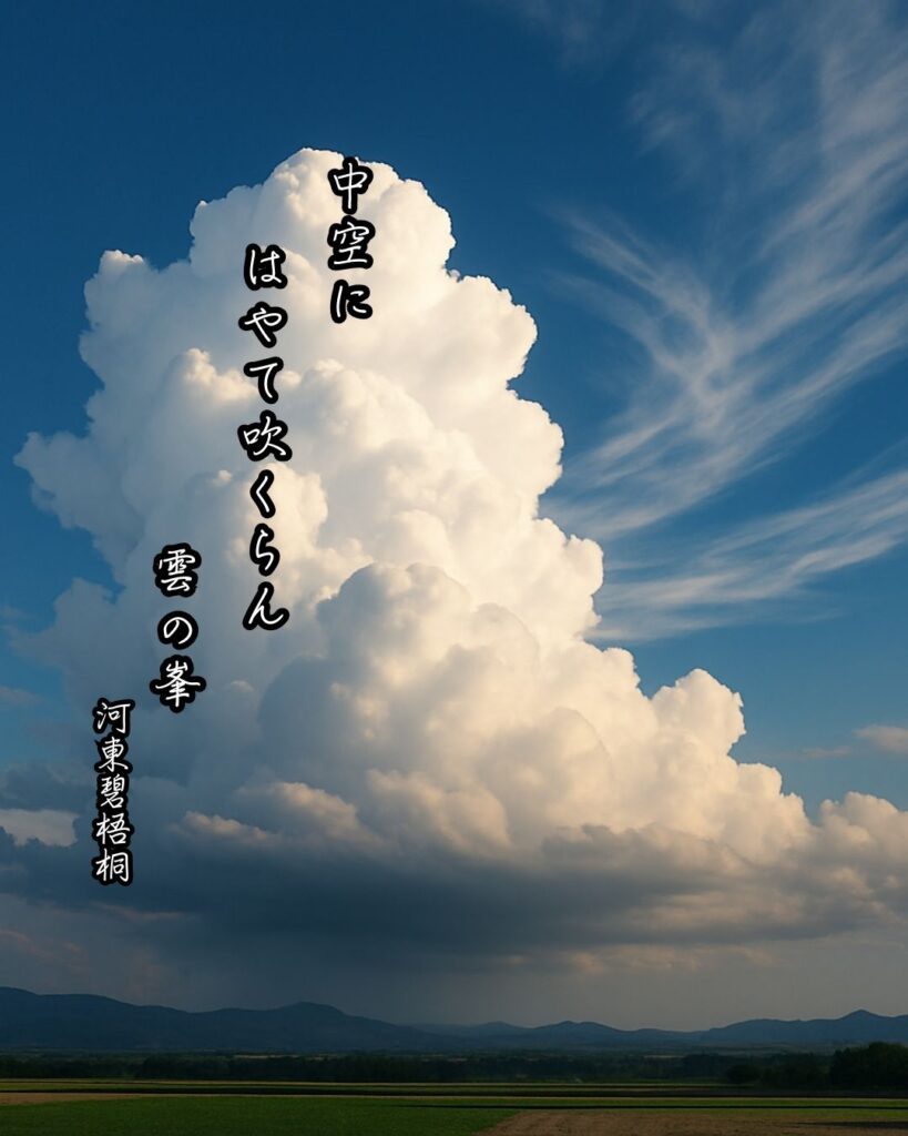 河東碧梧桐の俳句まとめ ― 生涯・作風・名句・俳句一覧 ―「中空に はやて吹くらん 雲の峯」河東碧梧桐作俳句イメージ画像