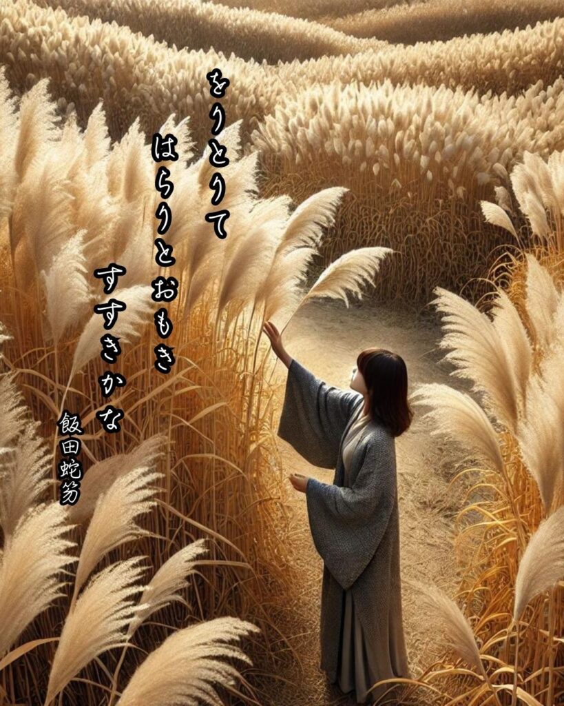 飯田蛇笏の俳句まとめ ― 生涯・作風・名句・俳句一覧 ―「をりとりて はらりとおもき すすきかな」飯田蛇笏作俳句イメージ画像