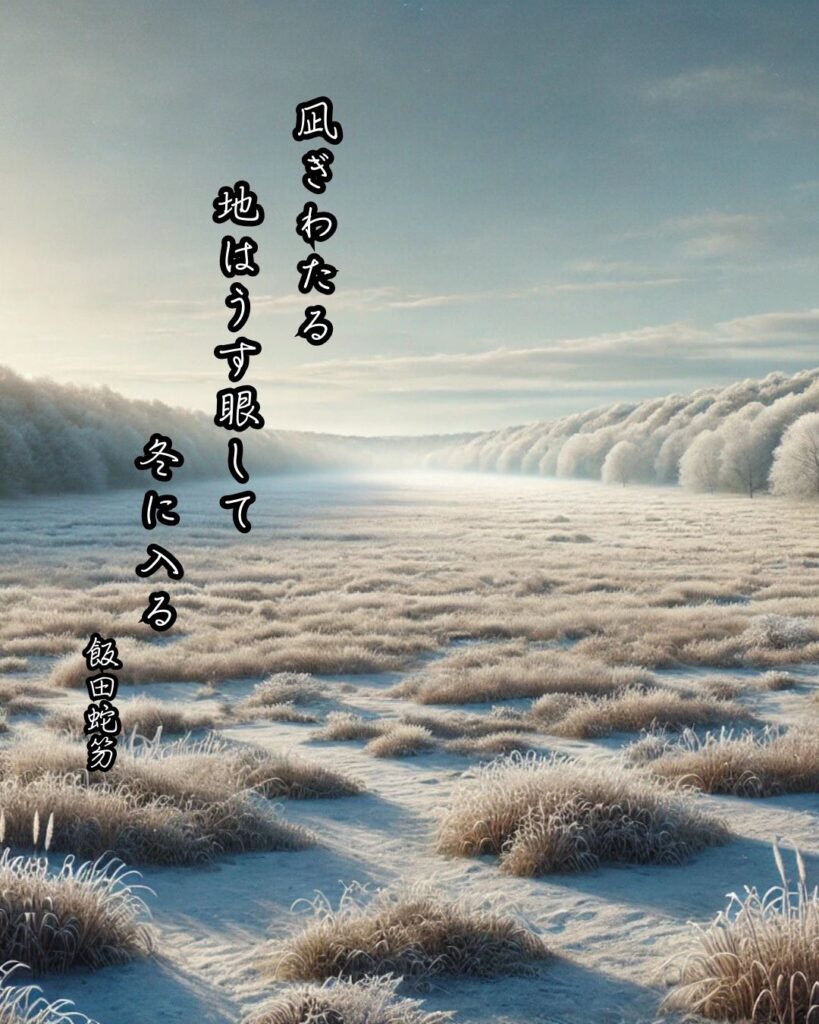 飯田蛇笏の俳句まとめ ― 生涯・作風・名句・俳句一覧 ―「凪ぎわたる 地はうす眼して 冬に入る」飯田蛇笏作俳句イメージ画像