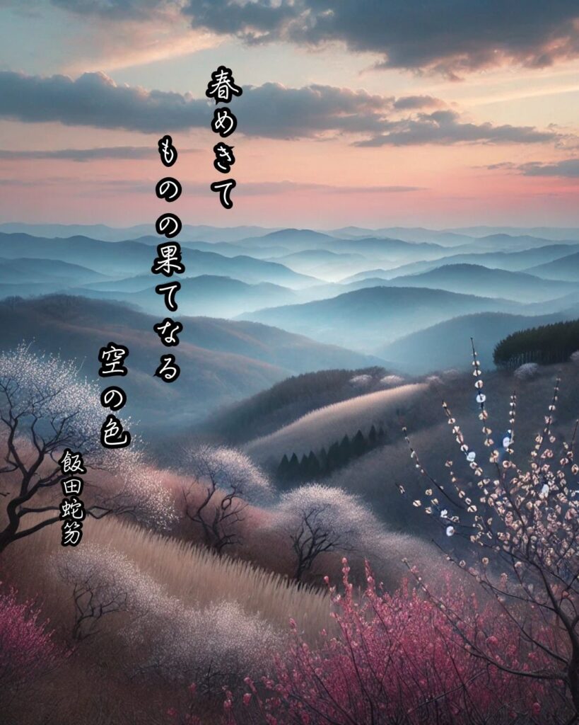 飯田蛇笏の俳句まとめ ― 生涯・作風・名句・俳句一覧 ―「春めきて ものの果てなる 空の色」飯田蛇笏作俳句イメージ画像
