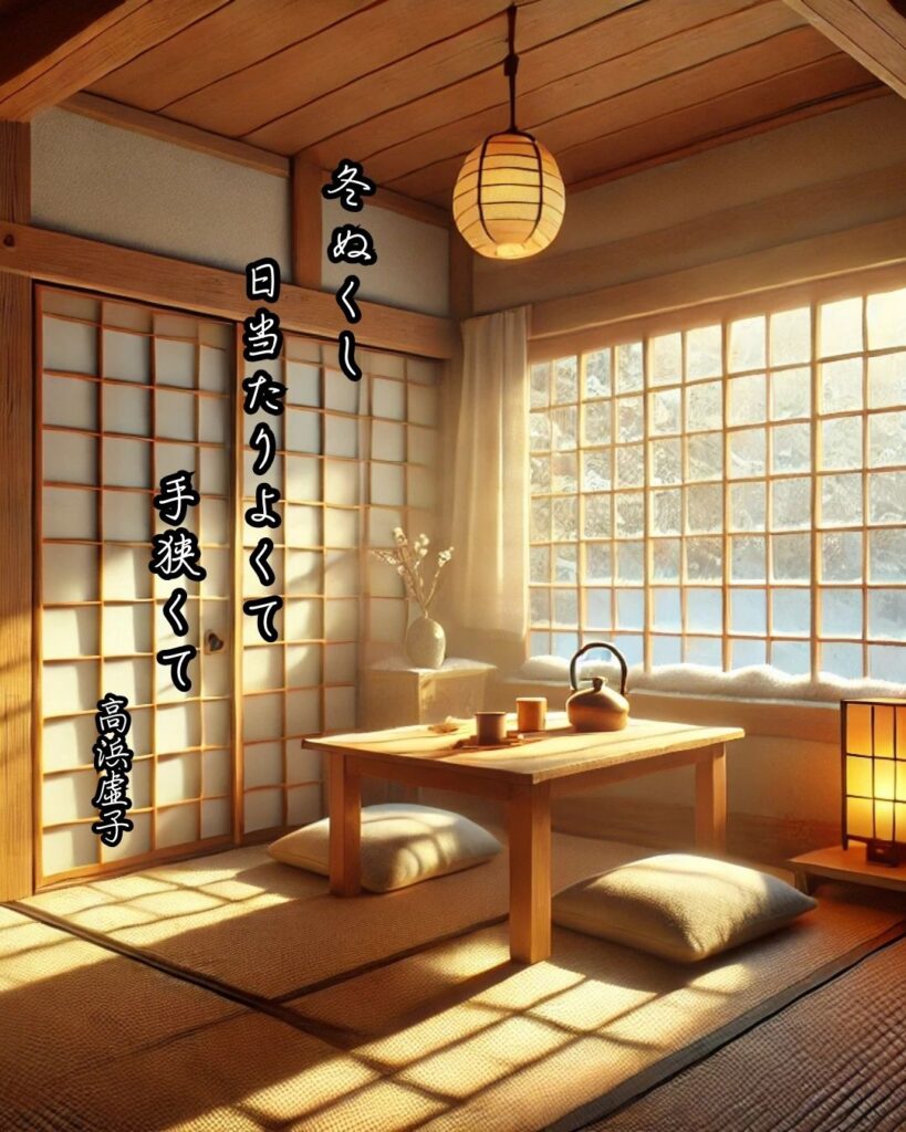 高浜虚子の俳句まとめ ― 生涯・作風・名句・俳句一覧 ―「冬ぬくし　日当たりよくて　手狭くて」高浜虚子作俳句イメージ画像
