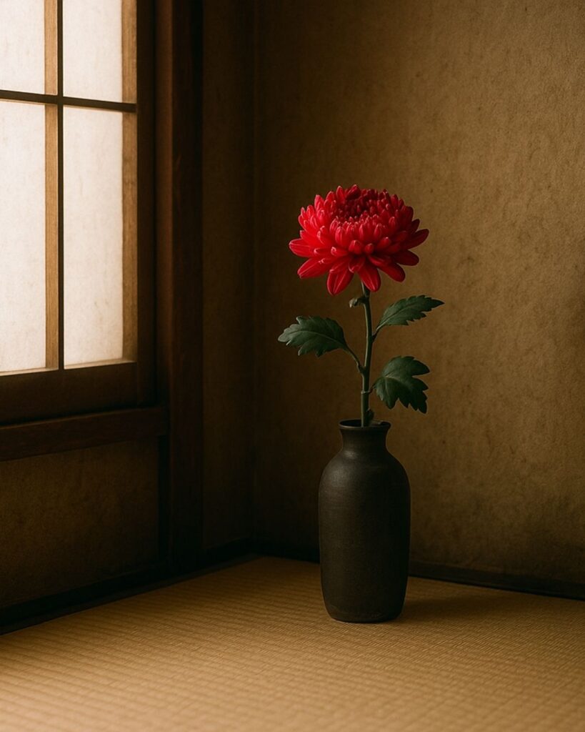 中村汀女の冬の俳句5選-代表作をわかりやすく解説！「我に返り　見直す隅に　寒菊赤し」この俳句をイメージした画像