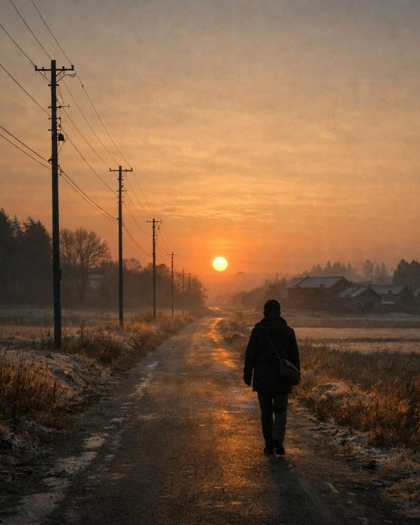 各務支考の冬の俳句5選-代表作をわかりやすく解説！「待らんに　行ばや我も　冬至の日」この俳句をイメージした画像