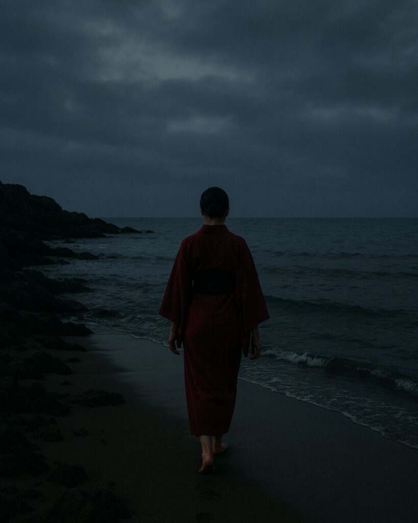 百人一首第92番 二条院讃岐『わが袖は』背景解説–涙の渇かず「わが袖は　潮干に見えぬ　沖の石の　人こそ知らね　かわく間もなし」の情景をテーマにしたイメージの画像
