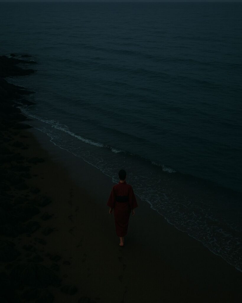 百人一首第92番 二条院讃岐『わが袖は』背景解説–涙の渇かず「わが袖は　潮干に見えぬ　沖の石の　人こそ知らね　かわく間もなし」の情景をテーマにしたイメージの画像
