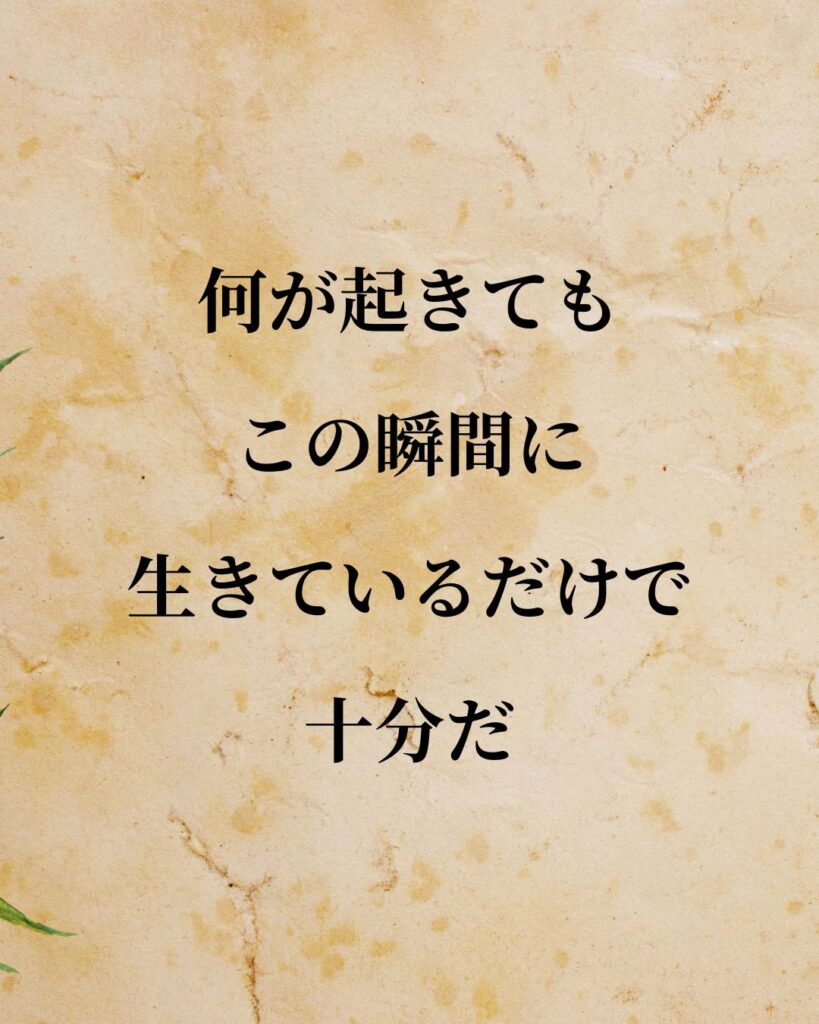 リンドバーグ「何が起きても、この瞬間に生きているだけで十分だ。」この名言のイラスト