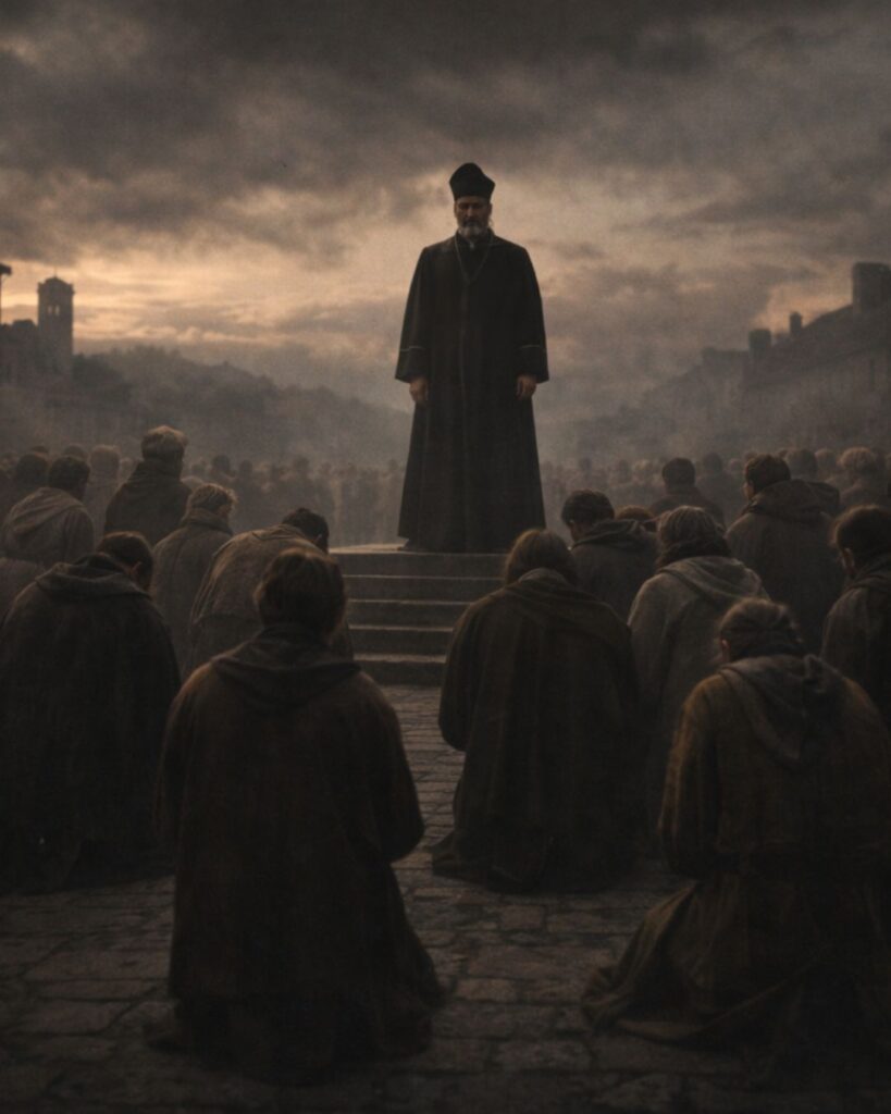 トマス・ホッブズの名言9選–安全と恐れの哲学「人は未来の危険を恐れ、現在の自由を差し出す。」この名言のイメージイラスト