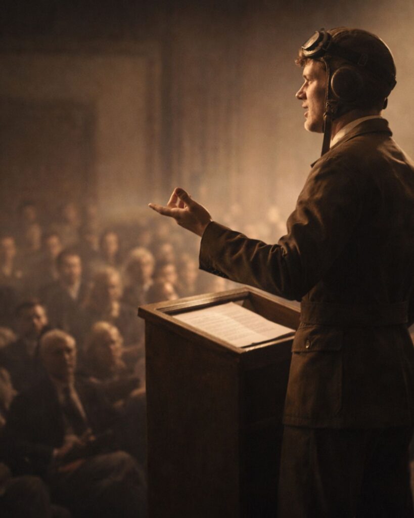 リンドバーグの名言9選–空に賭けた人生「立ち上がる決断は、座り続けるのと同じくらい簡単だ。」この名言のイメージイラスト