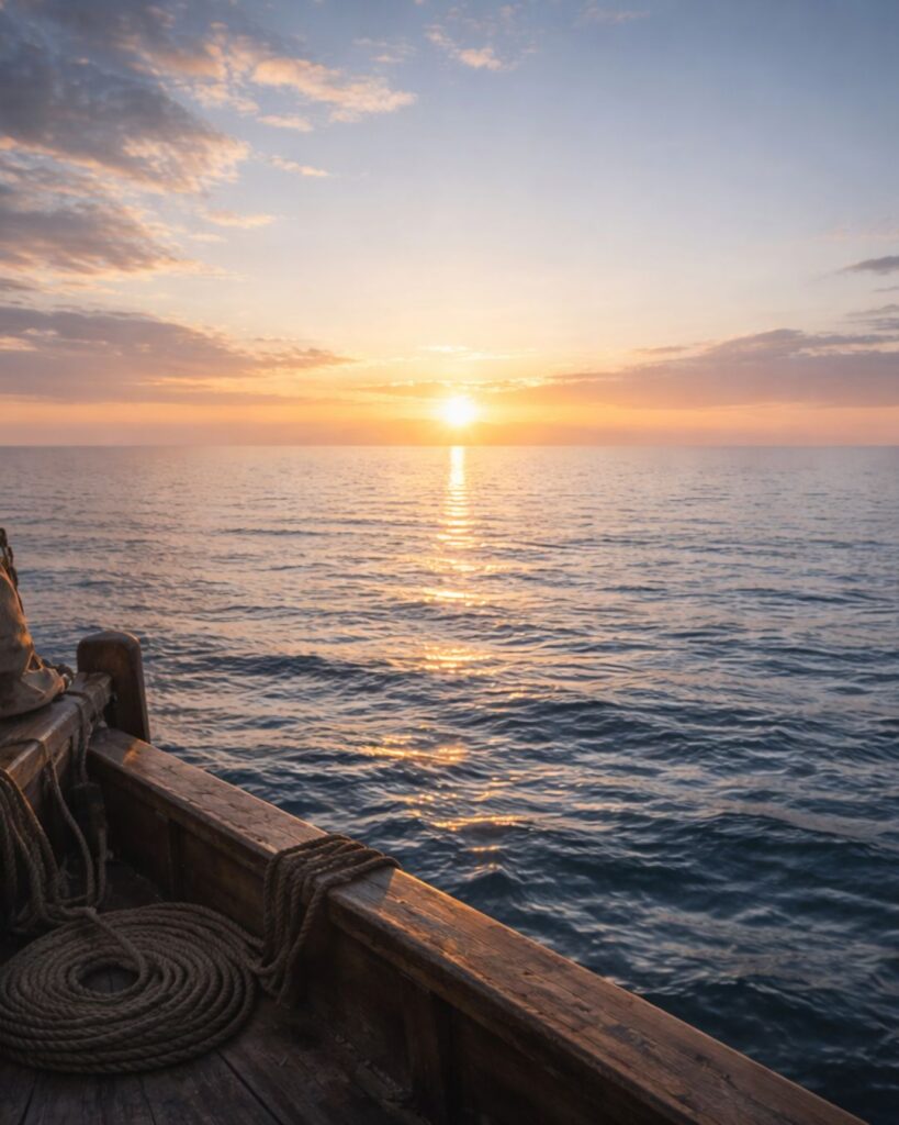 コロンブスの名言9選–挑戦の原点「海は人に、新たな希望をもたらす。」この名言のイメージイラスト