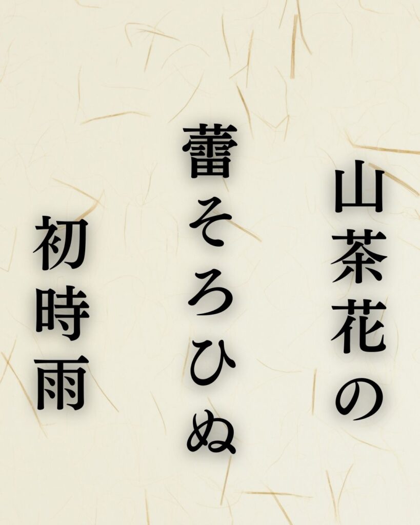 山口青邨の冬の俳句5選-代表作をわかりやすく解説！「山茶花の　蕾そろひぬ　初時雨」この俳句を記載した画像