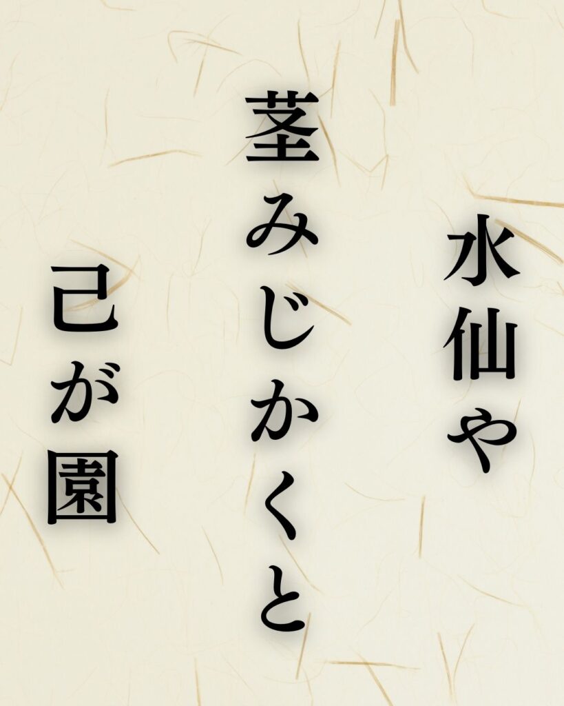 炭太祇の冬の俳句5選-代表作をわかりやすく解説！「水仙や　茎みじかくと　己が園」この俳句を記載した画像