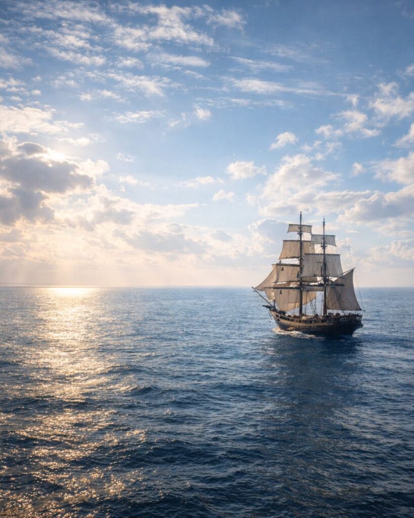 コロンブスの名言9選–挑戦の原点「人生は、想像を超えるほど豊かなイマジネーションに満ちている。」この名言のイメージイラスト