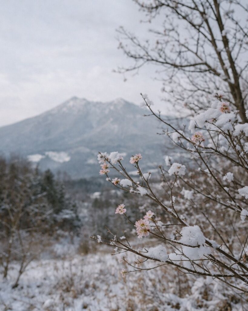 長塚節の冬の短歌5選-代表作をわかりやすく解説！「つくばねに 雪積むみれば 榛の木の 梢寒けし 花はさけども」この短歌をイメージした画像