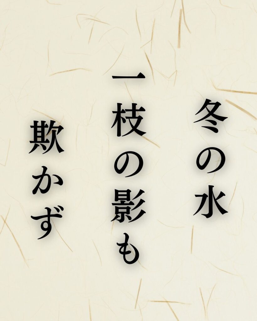 中村草田男の冬の俳句5選-代表作をわかりやすく解説！「冬の水　一枝の影も　欺かず」この俳句を記載した画像