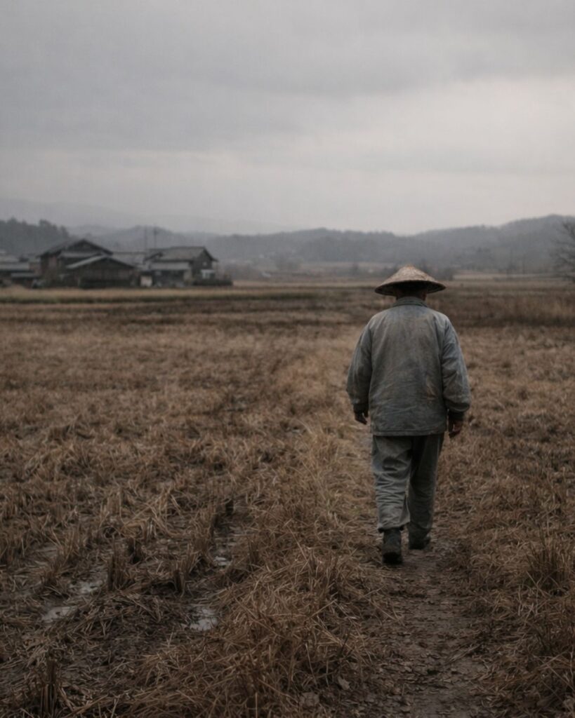 森川許六の冬の俳句5選-代表作をわかりやすく解説！「酒のみて　百姓もどる　かれ野かな」この俳句をイメージした画像