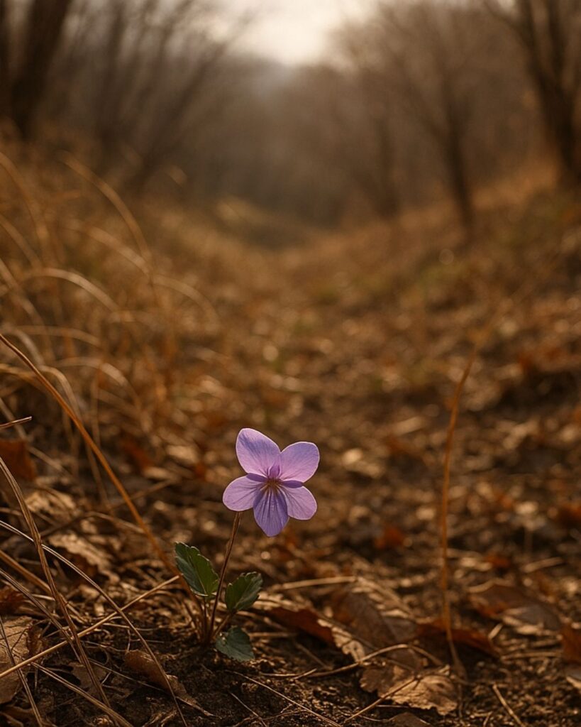 富安風生の冬の俳句5選-代表作をわかりやすく解説！「わが齢　わが愛しくて　冬菫」この俳句をイメージした画像