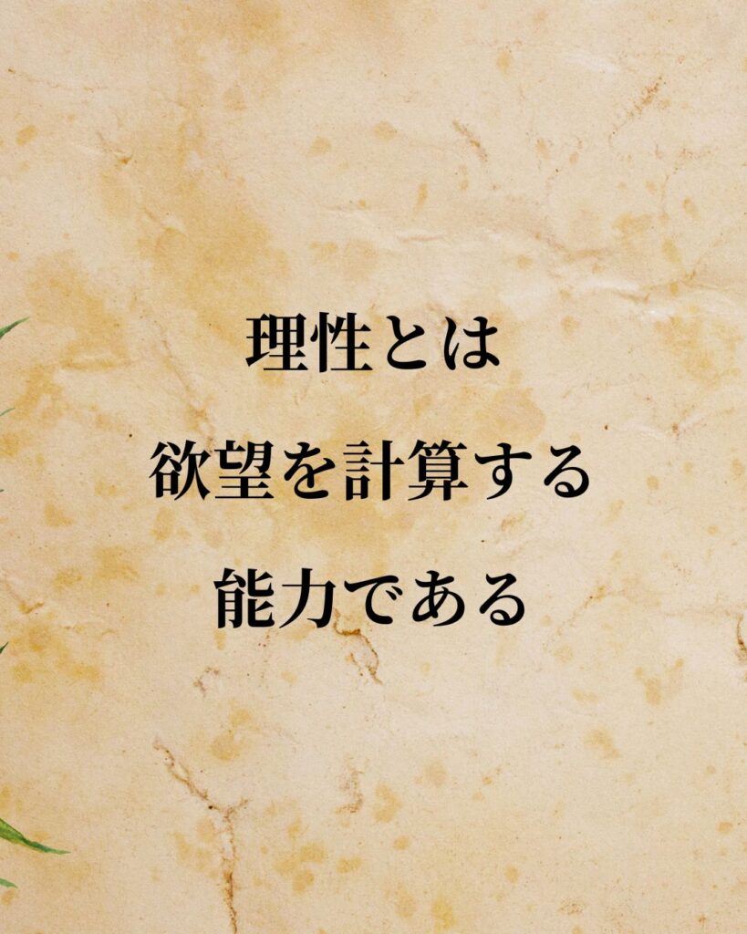 トマス・ホッブズ「理性とは、欲望を計算する能力である。」この名言のイラスト