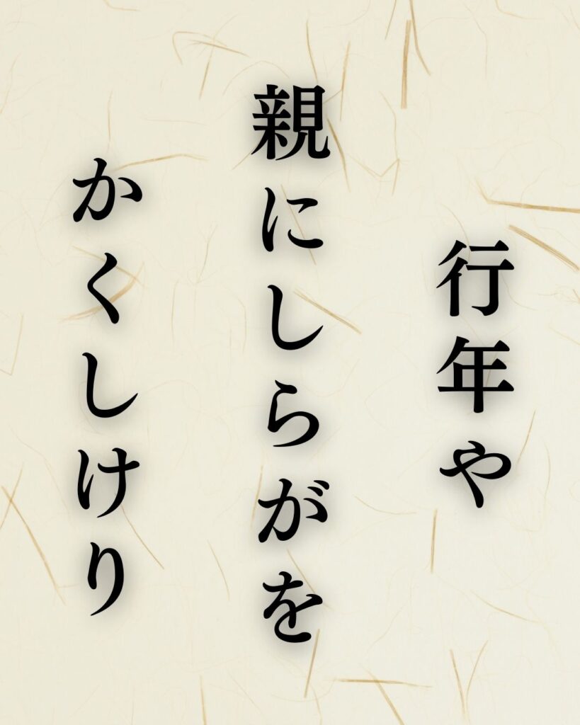 越智越人の冬の俳句5選-代表作をわかりやすく解説！「行年や　親にしらがを　かくしけり」この俳句を記載した画像