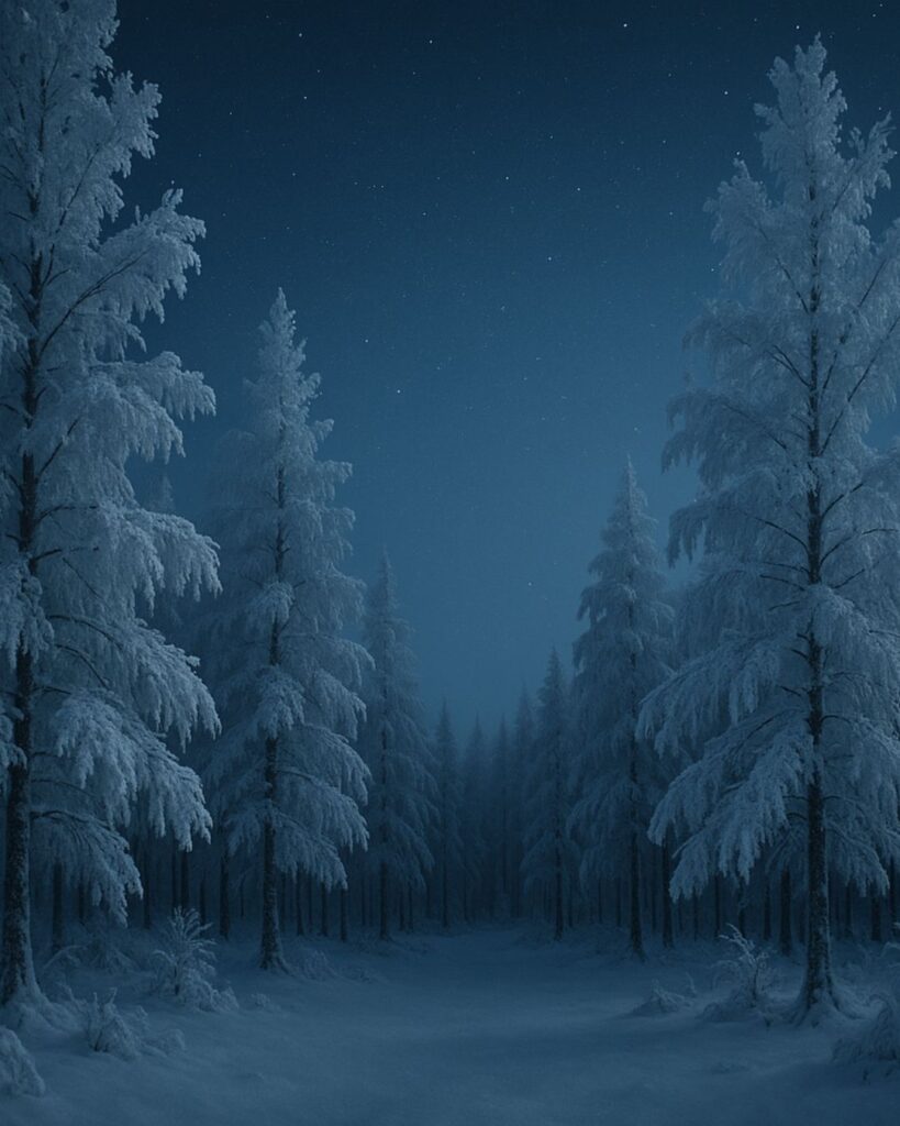 飯田蛇笏の冬の俳句5選-代表作をわかりやすく解説！「北辺の　聖夜にあへる　樹氷かな」この俳句をイメージした画像