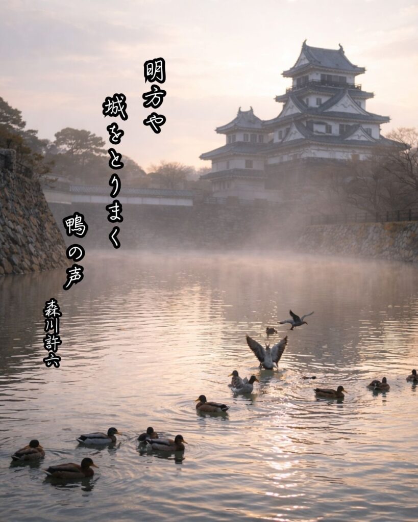 森川許六の俳句まとめ ― 生涯・作風・名句・俳句一覧 ―「明方や 城をとりまく 鴨の声」森川許六俳句イメージ画像