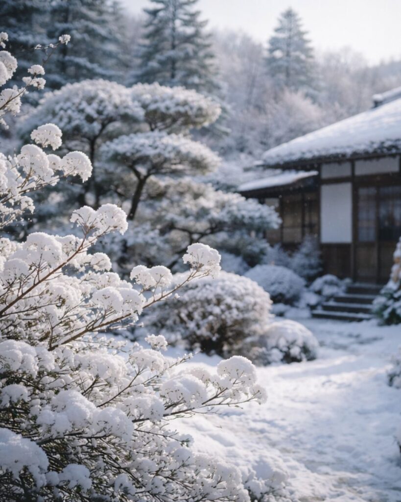 各務支考の冬の俳句5選-代表作をわかりやすく解説！「正月が　来るとて寒し　雪の花」この俳句をイメージした画像