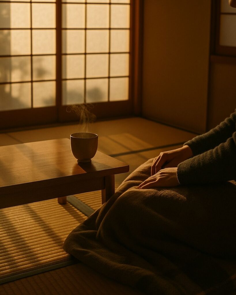 富安風生の冬の俳句5選-代表作をわかりやすく解説！「冬至の日　しみじみ親し　膝に来る」この俳句をイメージした画像