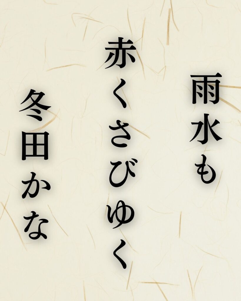 炭太祇の冬の俳句5選-代表作をわかりやすく解説！「雨水も　赤くさびゆく　冬田かな」この俳句を記載した画像