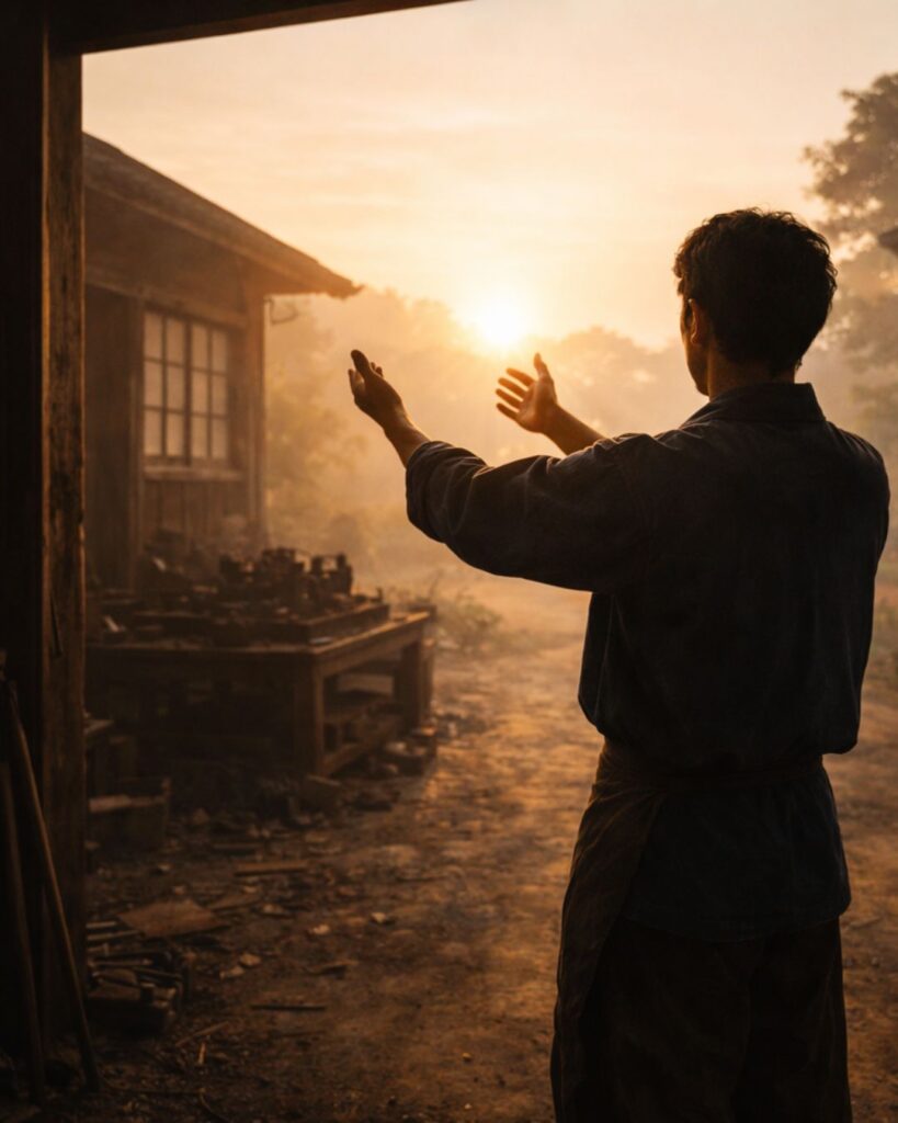 豊田佐吉の名言9選–努力が道を拓く「発明とは、世に無い新事実を生み出すことだ。」この名言のイメージイラスト