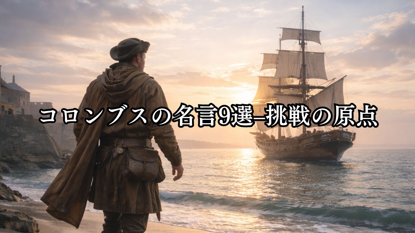 コロンブスの名言9選–挑戦の原点「誰にでもできることでも、最初の一歩にはひらめきと勇気が要る。」この名言のイメージイラスト