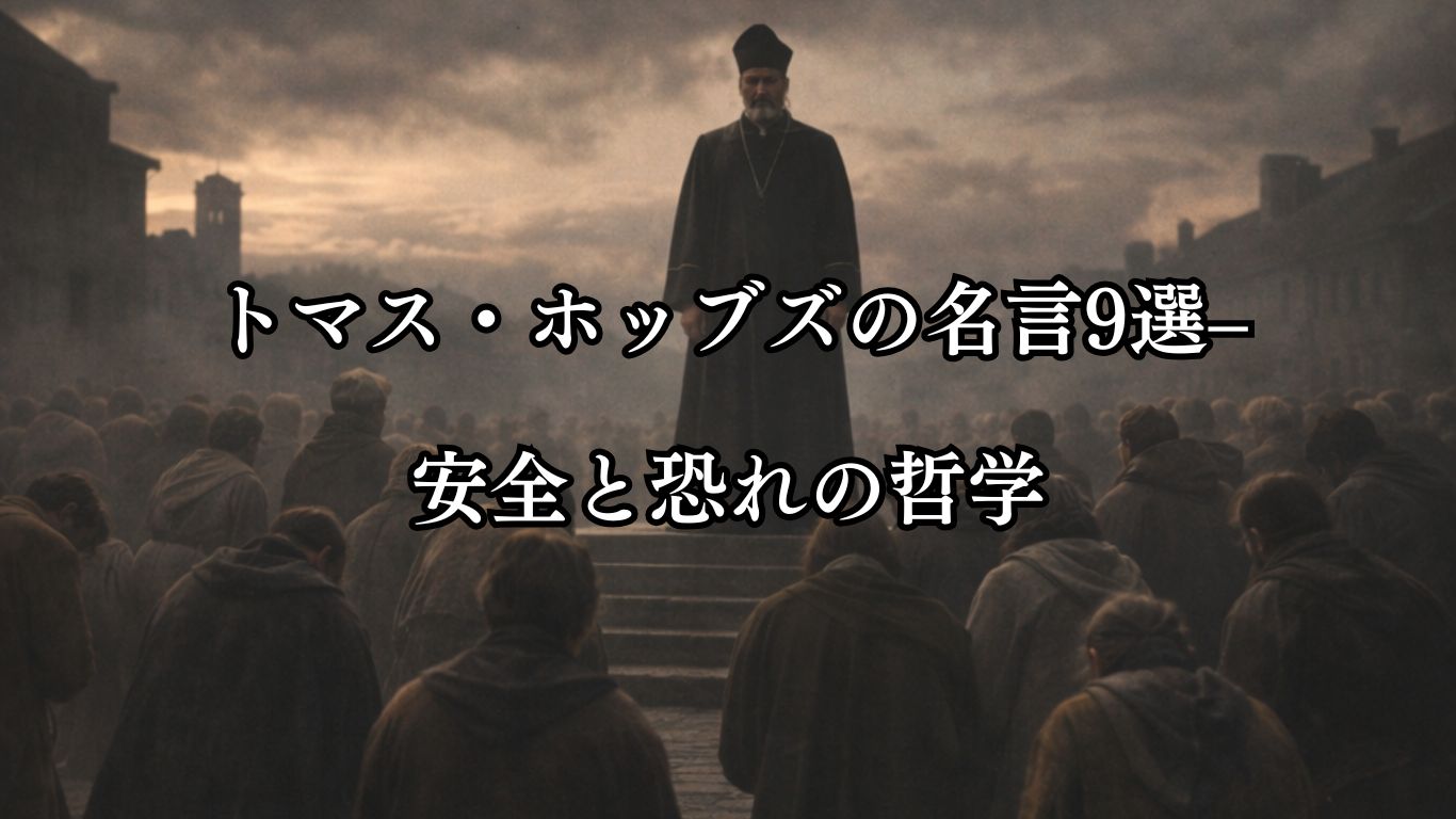 トマス・ホッブズの名言9選–安全と恐れの哲学「人は未来の危険を恐れ、現在の自由を差し出す。」この名言のイメージイラスト