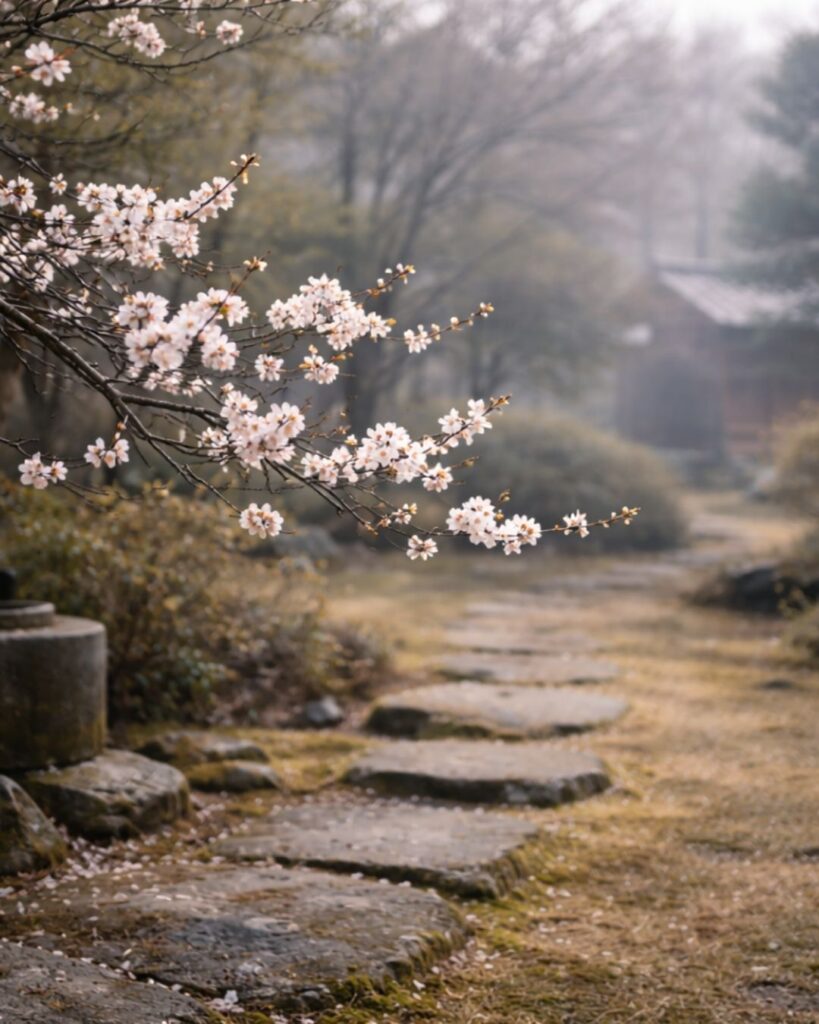 小林一茶の春の俳句5選vol.2-代表作をわかりやすく解説!「梅さけど 鶯なけど ひとり哉」この俳句をイメージした画像