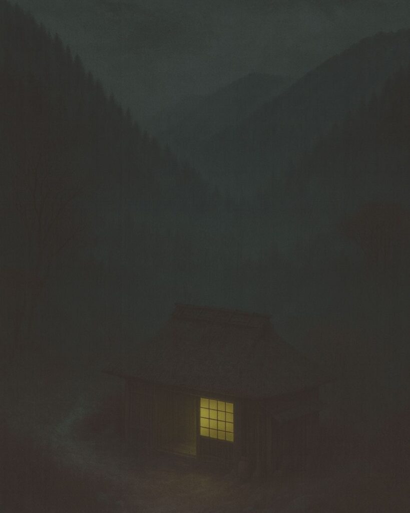 百人一首第94番 飛鳥井雅経『み吉野の』背景解説–吉野の寒夜「み吉野の　山の秋風　さよ更けて　ふるさと寒く　衣打つなり」の情景をテーマにしたイメージの画像
